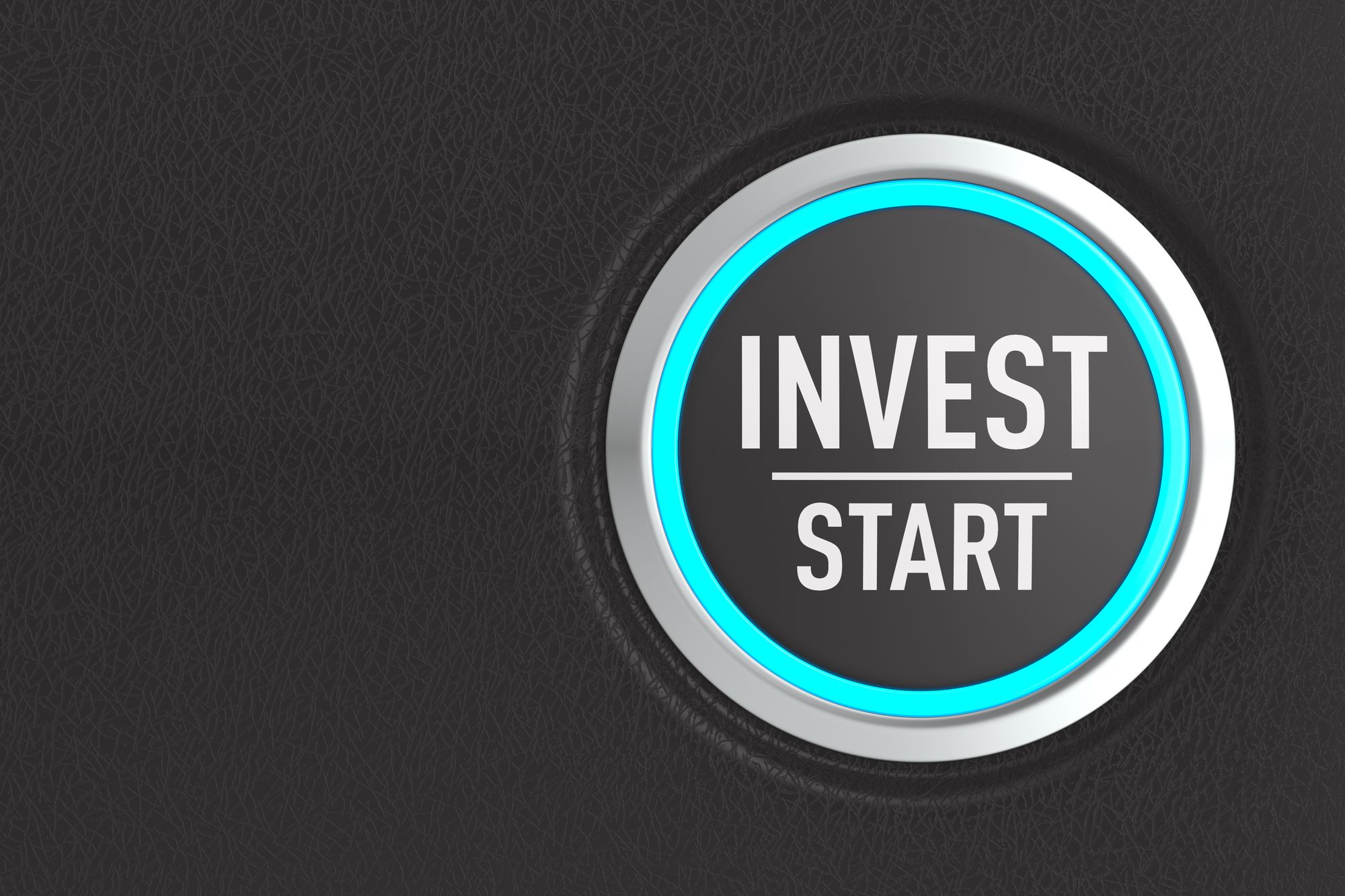 push-button-with-text-invest-start-dark-background-3d-illustration